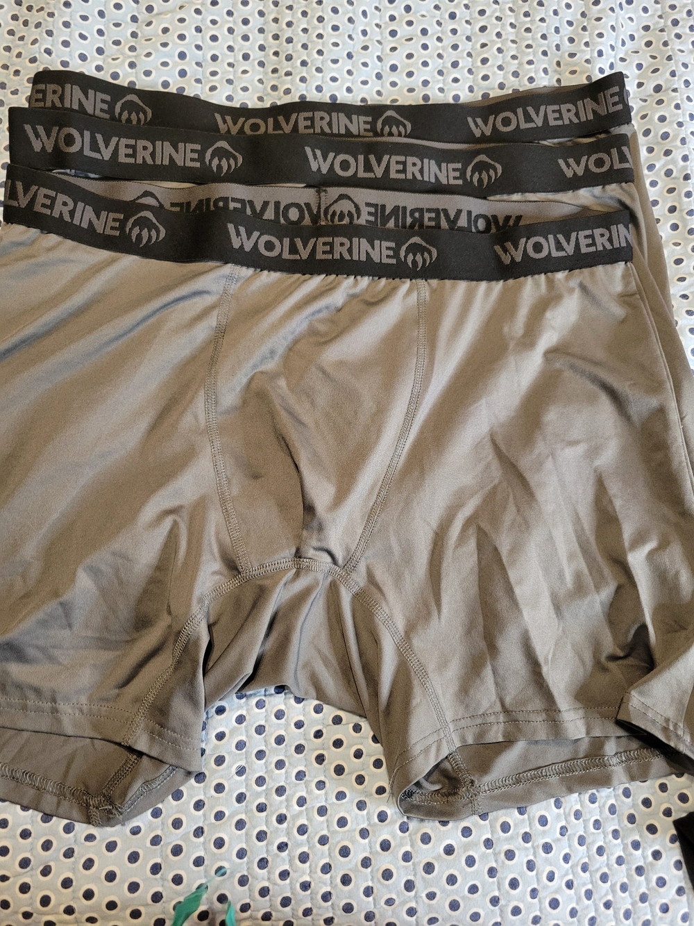 Wolverine Olive Gray Performance Boxer Briefs with Black Waistband - 3 Pack.